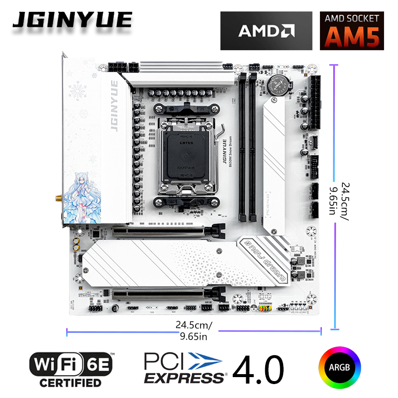 Placa base JGINYUE B650M Snow  - Ddr5 Rgb Ram reseña y precio
